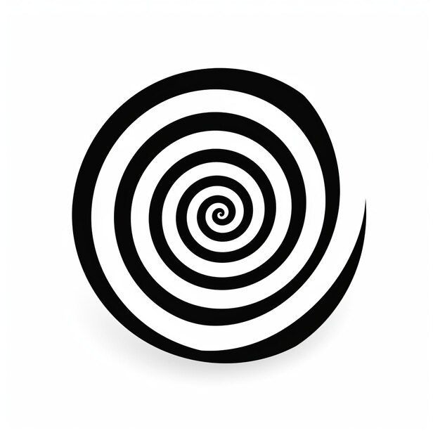 Foto icona a spirale nera arte giocosa e stravagante su sfondo bianco