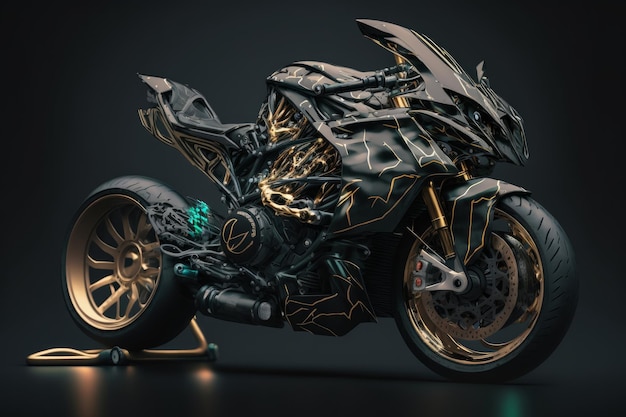 Black sport bike Illustration AI GenerativexA