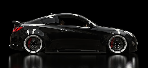 Black sports car coupe 3d rendering