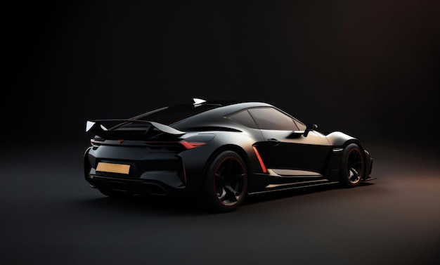 Photo black sports car created with generative ai