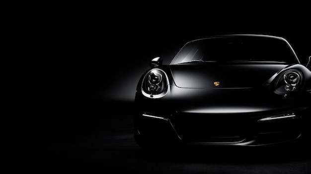 Photo black sports car in a dark background