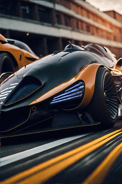 Black sports car on the track