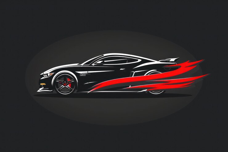 Photo black sports car with red flames
