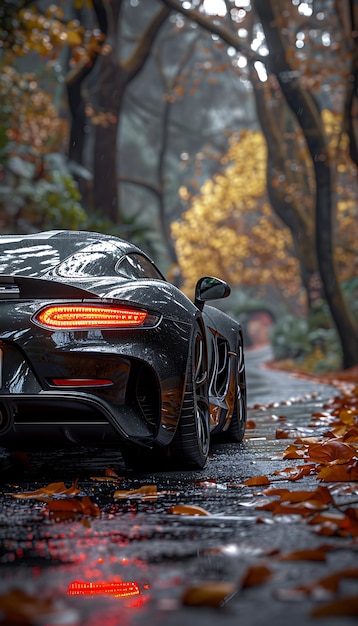 a black sports car with the word quot on the hood