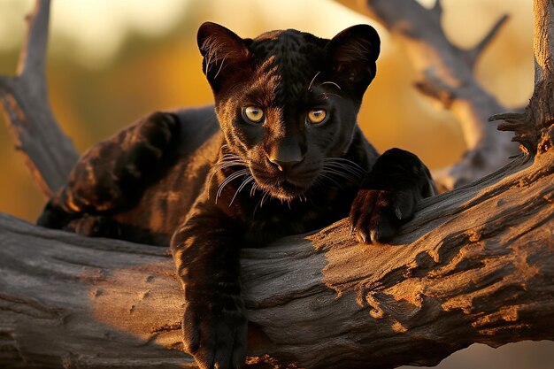 Photo black spotted panther in nature