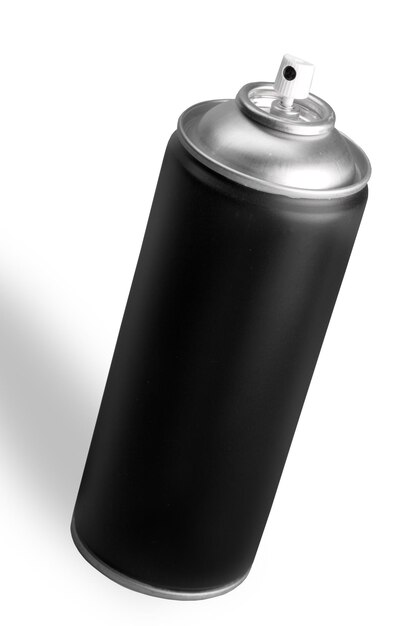 Black spray bottle, isolated on white background.