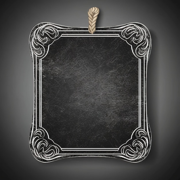 A black square frame with a rope hanging from it.