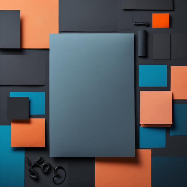 A black square with a blue and orange background and a black square that says " d ".