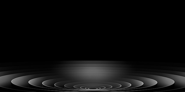 Black stage background with overlapping rings 3dilustration