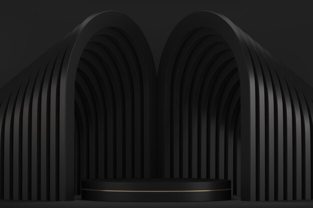 Black stage podium for products decoration suitable 3D rendering