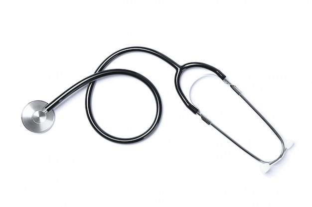 Black stethoscope isolated on white background. Healthcare