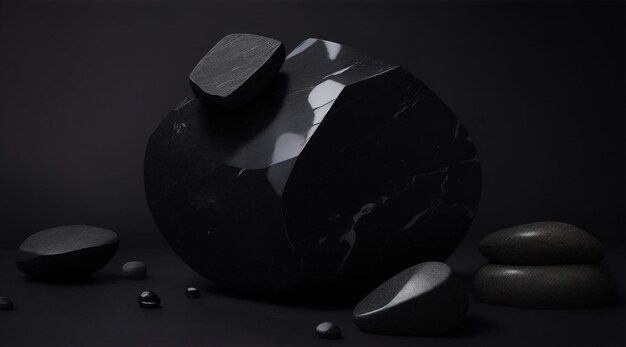 Black stone background by Generative AI