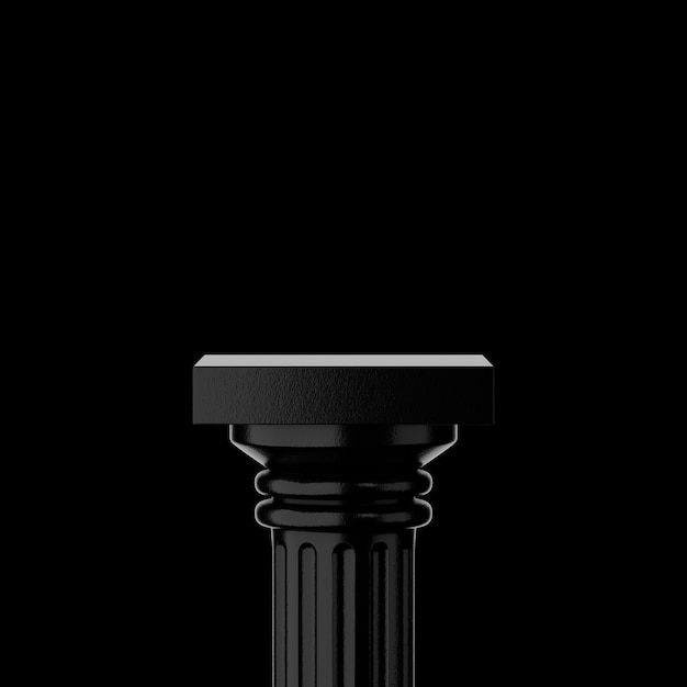 Black Stone Classic Greek Column on a black background. 3d Rendering