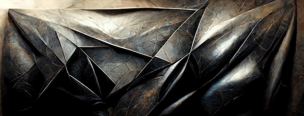 Black stone glossy wall of polygons colorful abstract wallpaper texture background illustration