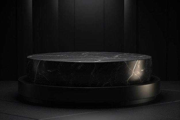 ハイエンド製品のショーケース用の Black Stone Podium Minimalist 3D レンダリング