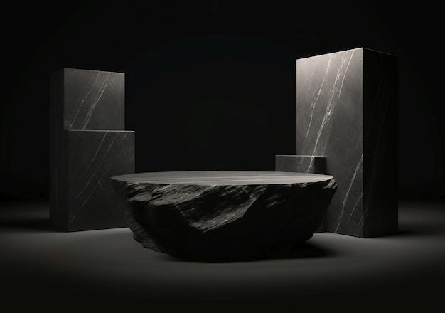 Black stone podium for product display