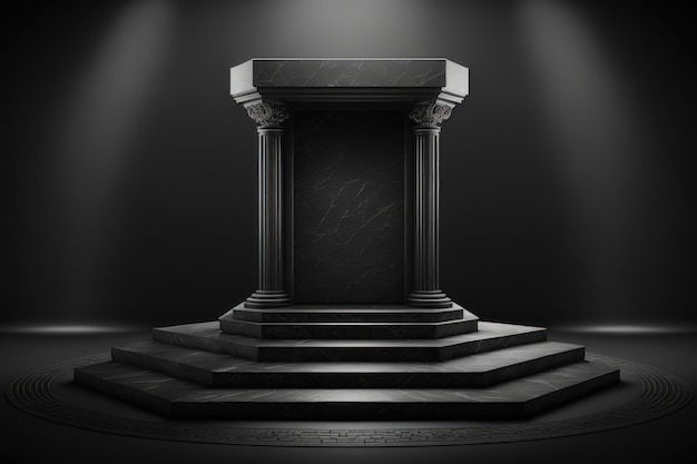 Black stone podium stage AI Generation