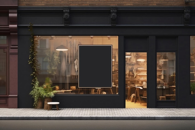 Photo a black storefront with a black sign that says'restaurant '