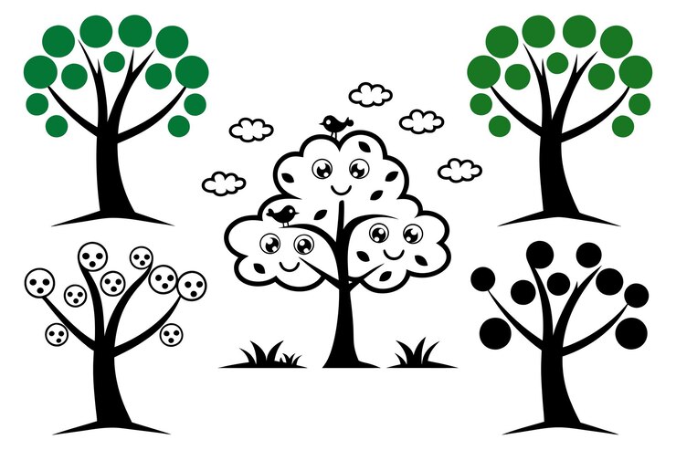 Photo black stylized tree design with separate branches vector illustration