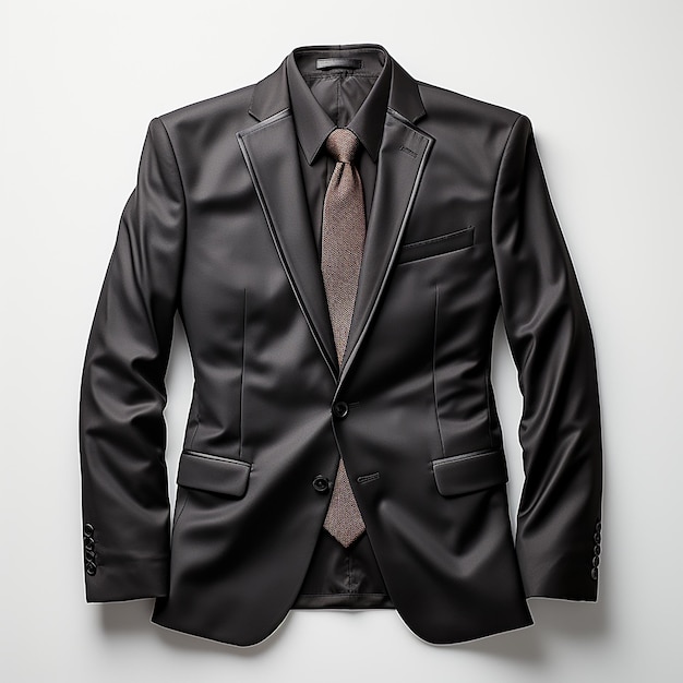 흰색 표면 위에 깔끔하게 접힌 검은색 양복
