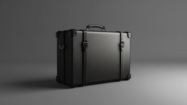 Photo black suitcase on gray floor