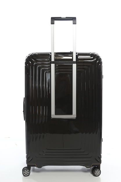 Black suitcase on white background