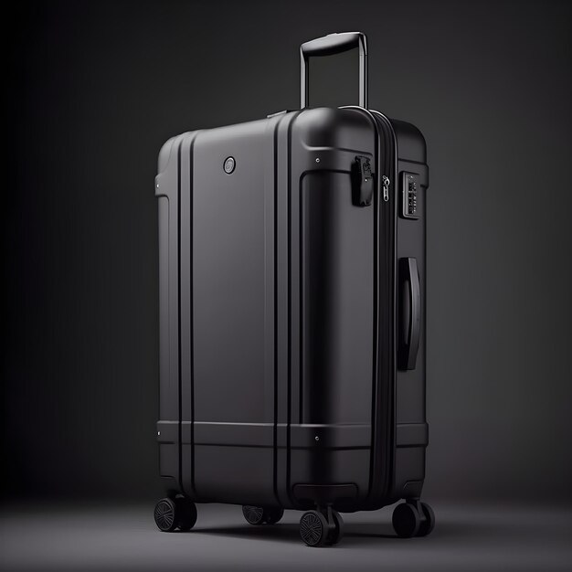 A black suitcase with the word hp on it