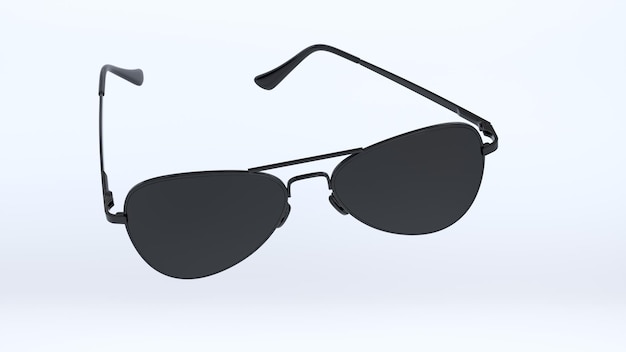 Black Sunglasses on a Soft White Studio Background Minimal concept Perspective view Monochrome