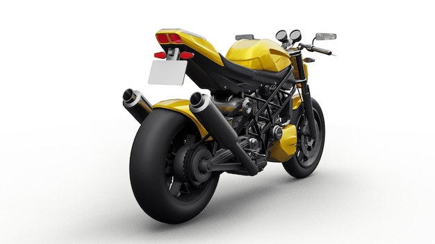 Black super sports motorbike on white background. 3d illustration.