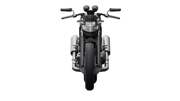 Black super sports motorbike on white background. 3d illustration.