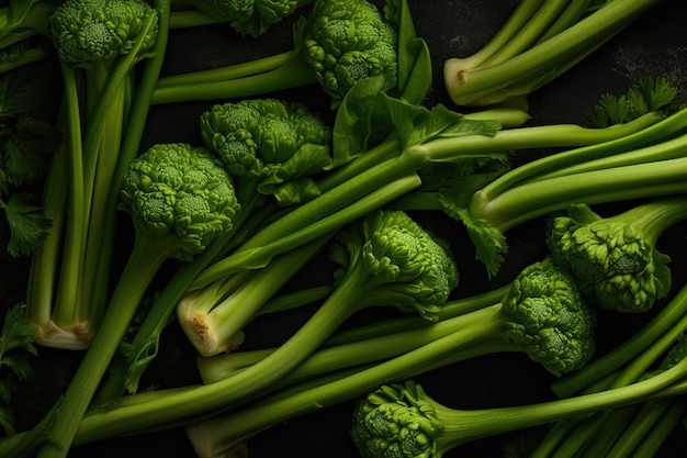 Photo a black surface with broccoli on it