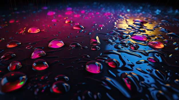 A black surface with water drops on it