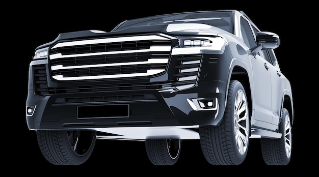 黒い背景の 3D モデルにインストールされた黒いSUV