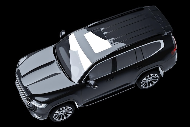 black SUV isolated on black background 3d model