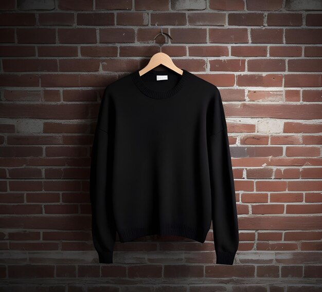 Black sweater Mockup With brick Background ai generate