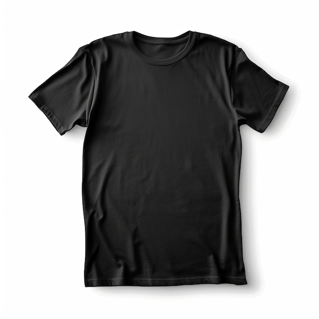 Black t shirt front view isolated on white background Generative AI