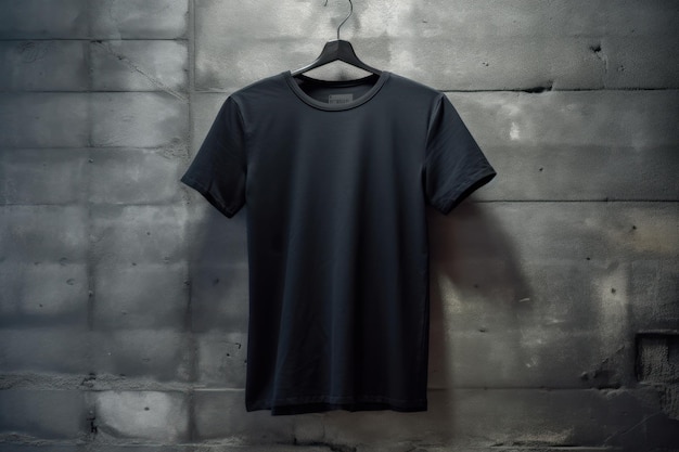 Black t - shirt hanging on a wall