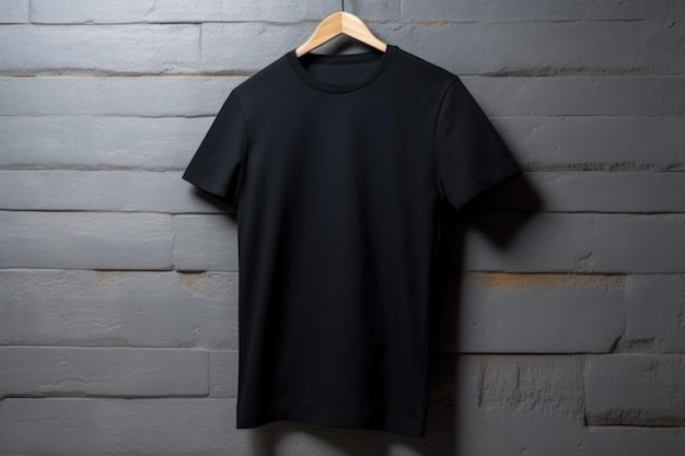 Black t - shirt hanging on a wall