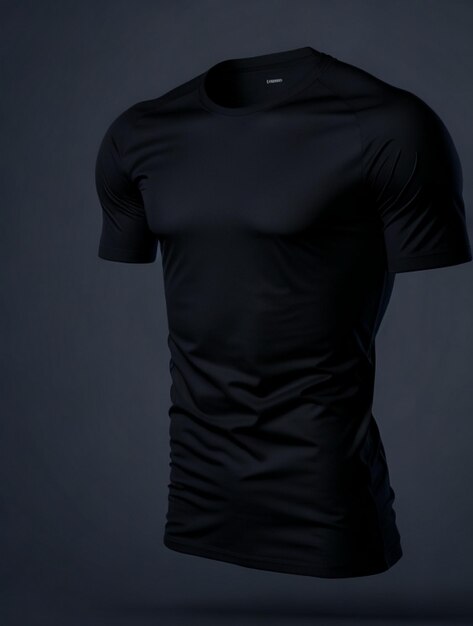 Photo black t shirt mockup with dark balck background