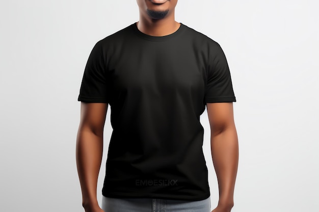 Photo black t shirt mockup