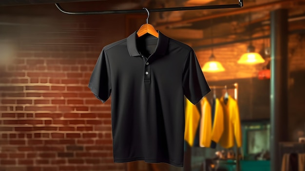 black t shirt on wall background clothes store