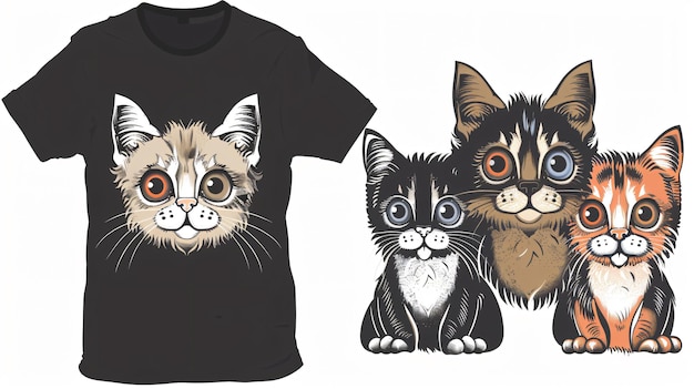 Photo a black t - shirt with a cat on it and a black t - shirt