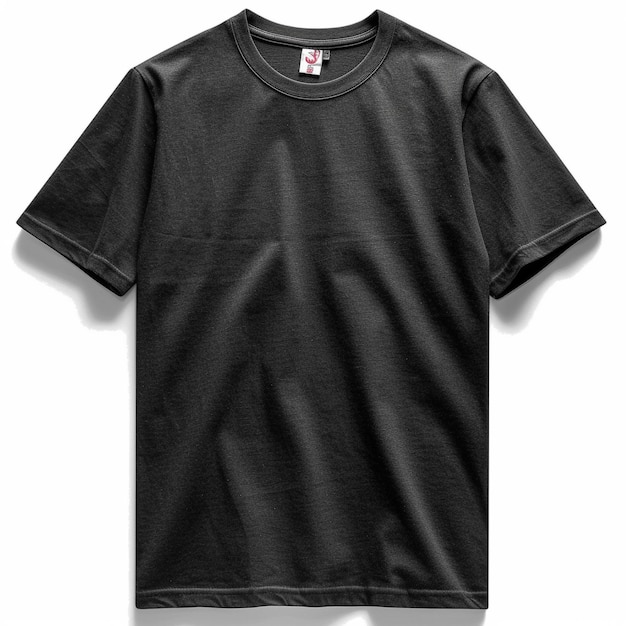 白いロゴが付いた黒いTシャツ