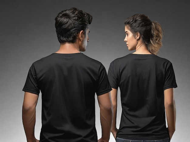 Photo black t shirts with the back and back side