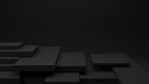 Black table or dark shelf on wall for present product, 3d rendering