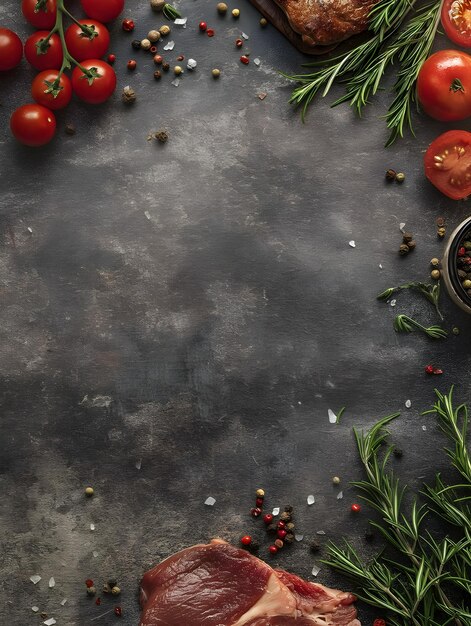 Foto un tavolo nero con un mucchio di pomodori e un'etichetta che dice 