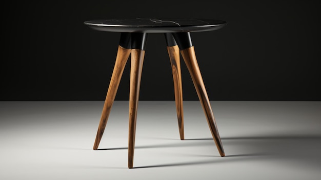Black table with wooden leg