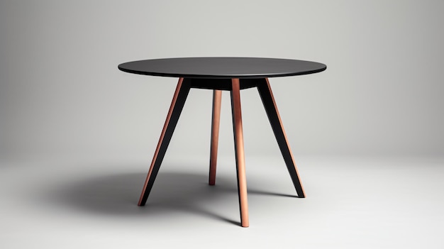 Black table with wooden leg