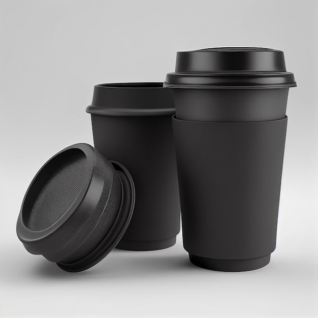 black takeaway disposable cup on white background