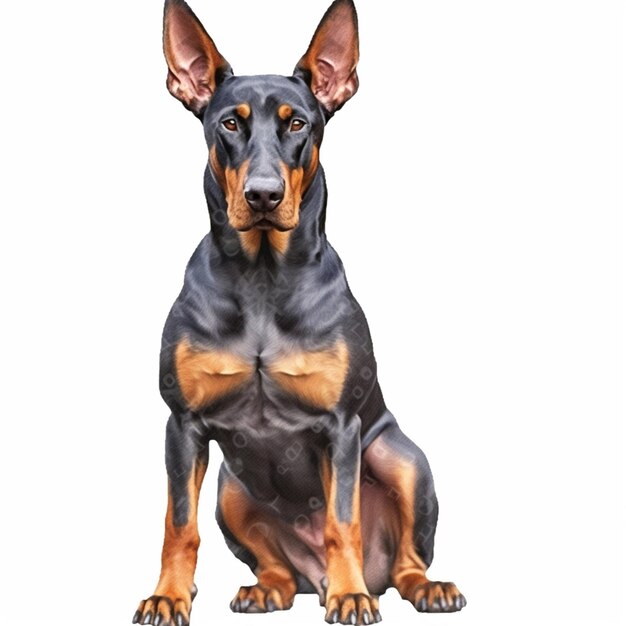 A black and tan doberman dog with a black and tan face.